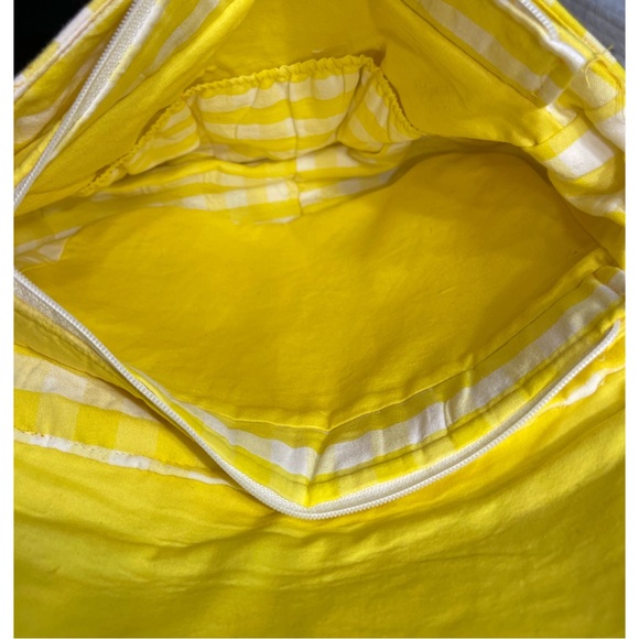Hand Crafted Yellow And White Checked Crossbody Purse - New - Picture 7 of 9